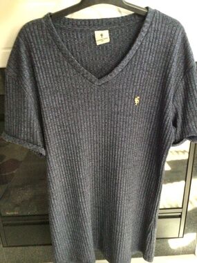 Men’s Father Sons 2XL stylish blue ribbed tshirt